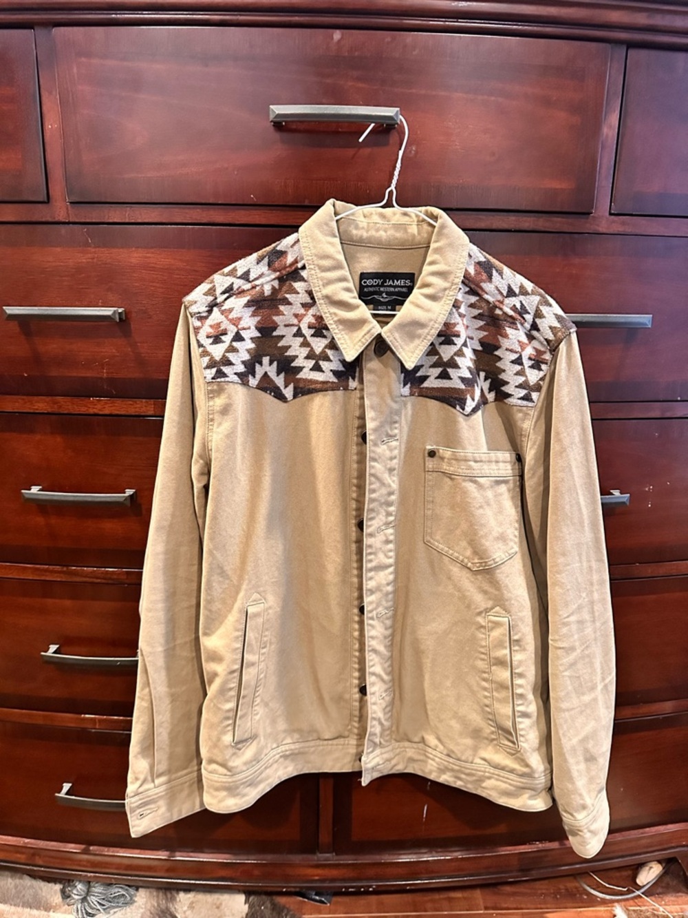Cody James Tan Performance Jacket with Patterned Yoke